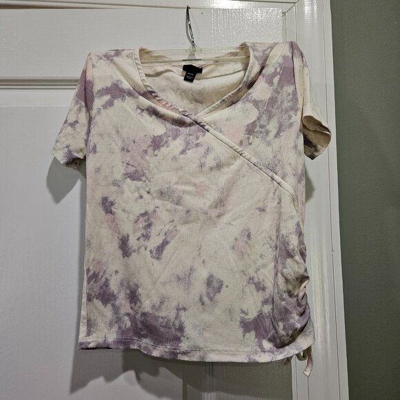 Art Class Girl's Size M (7/8) Purple, Pink, and Cream Tie-Dye Faux Wrap Top - Picture 1 of 5